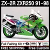 Zestaw ciała dla Kawasaki Ninja ZXR-250 ZX 2R 2 R R250 ZXR 250 ZXR250 1991 1992 1993 1994 1995 1996 1997 1998 9DH.0 ZX-R250 ZX-2R ZX2R 91 92 93 94 95 96 97 98 Fairing Blossy Green
