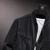 Jackets masculinos de outono de outono masculino jeans stand colar zíper casual slim fit motocicleta preta masculino beisebol cowboy casaco masculino masculino