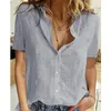 Dames039s blouses shirts oversized mode dames tops vrouw zomer button up shirt vrouwen katoen linnen korte mouw witte top1030650