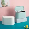 3 colors Waste Bins Nordic Japanese-style colorful and gorgeous desktop trash can square Pressing Type Cobble with Lid Express