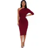 Het mode nya sexiga slims kvinnliga festklänningar 2023 Summer Women's One-Shoulder Shirts vackra singel Slim Long Sleeve Dress 10929