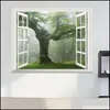 Adesivi murali Decorazioni per la casa Giardino Verde Vecchia foresta Albero Finestra 3D Vista Decalcomania Un grande adesivo Decorazione Soggiorno Fai da te Consegna goccia 2021 Iqa