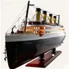 30-100 cm trä Titanic Cruise Ship Model med LED-lampor Decoration Wood Sailing Boat Craft Creative Home Living Room Decor 201210