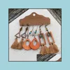 Bengelen kroonluchter oorbellen sieraden Boheemse vintage etnische stijl metalen tassel oorbel voor vrouwen retro carving bloem dhyx8