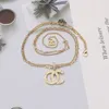 2Colors Letters Pendant Necklaces Chain Luxury Designer Double Letter 18K Gold Plated Silver Metal Sweater Necklace for Women Wedding Party Jewerlry Accessories