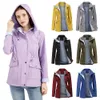 Giacca antipioggia da donna Impermeabile leggero da donna Giacca a vento impermeabile A righe da arrampicata Outdoor Trench con cappuccio Abbigliamento Abbigliamento