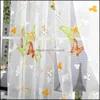 Sheer Curtains Window Treatments Home Textiles Garden Butterfly Tle Voile Door Room Balcony Panel Curtain Drop Delivery 2021 Sgmcn