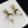 Designer boucles d'oreilles pendantes pour femme blanc vert diamant forme boucle d'oreille haute qualité en laiton bijoux de mode