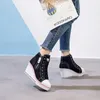 Kvinnor gömd kil osynlig klack canvas skor kvinnlig kil sido dragkedja Ökad Casual Hög andas plattform Sneakers 220330