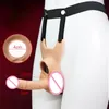 Dubbel penetration vibration dildo med ultra elastisk sele bälte 10 hastighet strapon mjuk anal plug vuxen sexig leksak