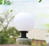 Round Solar lamps LED Ball Shape Pillar Light White acrylic globe Outdoor waterproof post light fence lighting landscape courtyard garden