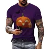 T-shirts masculins T-shirt surdimensionné masculin T-shirt Evil Pumpkin 3D Impression Retro Petticoat Street Fashion Sports Topmen's Men'smen '
