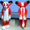 Halloween długi futra Husky Dog Fox Mascot Costume Wysokiej jakości kreskówki Stroje Posta