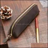 Pencil Bags Cases Office School Supplies Business Industrial Handmade Genuine Leather Bag Vintage Retro Cowe Zipper Case Pouch Glasses Sta