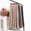 Croysier Röcke für Damen, hohe Taille, Blumendruck, mittlere Wade, langer Faltenrock, Damen-Sommer-Vintage-eleganter Chiffon-Midirock 220523