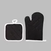 Gant de four et manique solide, ensemble de 2 pièces, outils d'isolation thermique de cuisson, noir