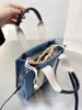 Kadınlar Için Tuval Tote Çantalar Yaz Renk Mavi Kare Çanta 2 Boyutları Serin Çanta Mektup Baskı ile Açık Alışveriş Çanta 20 30 cm