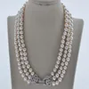 3ROW 18 "9mm White Round Freshwater Pearl Necklace