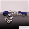 Charm Bracelets Jewelry Autism Awareness Puzzle Piece Infinity Love Wish Veet String Rope Wrap Bangle For Women Men Fashion Friendship Drop