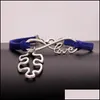 Bracelets de charme Jóias Autismo Autismo Puzzle Princadeiro Infinito Love Desejo Veet String corda Bolta