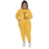 Women's Plus Size Tracksuits XL-5XL Winter Women Sets Long Sleeve O Neck Casual Sport Two Piece Pant Suits Outfit Wholesale DropWomen's