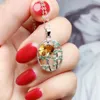 Lockets Per Jewelry Natural Real Citrine Oval Flower Style Necklace Pendant 2.5ct Gemstone 925 Sterling Silver Fine Q206212