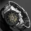 WINNER 340 Fashion Sale Winner Edelstahl Skeleton mechanische Uhr für Mann automatische Selbstaufzug Armbanduhren Männer Geschenk 220623