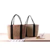Low MOQ Strong Paper String Straw Bag Handbag Women Large Capacity Wear Beach Bag with Black Nylon Handle