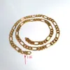 14k Italian Figaro Link Chain Necklace Stamp Solid Fine Gold GF 24" 8mm