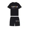 22ss New 9 Colors Trapstar mens t shirt and short London Street Fashion Brand suit Casual sport shirts neck collar without label222b