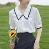 Kvinnors Blusar Elegant Casual Shirt Kvinnor Vit Chic Fransk Designer Chiffon Loose Korean Fashion Summer Clothes för 2022