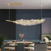 Hanglampen moderne bladvormige kroonluchter van kroonluchter levende eettafel coffeeshop keuken eiland hangende licht gouden kamer led fixturependa