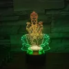 Nachtlichten Lotus Boeddha Kleurrijke acryl 3D Ligh Sfeer Bolbare tafellamp Illusie LED USB Kerstcadeaus Home Decor