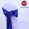 Gratis 25 st/parti stol Sashes Bow Tie 7 "x108" bröllop satin guld täckdekor party bankettplats 220514