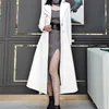 Nerazzurri Spring Runway White Long Leather Trench Coat For Women Long Sleeve Elegante luxe mode dames jassen ontwerper 220815