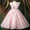 Robes de fille rose tulle filles princesse formelle à manches courtes courtes enfants de bal de bal robes robes fleuris