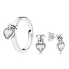 Nieuwe 2018 100% 925 Sterling Silver Love Lock Valentijnsdag De nieuwe ring set bedels ringen fit DIY originele sieraden A Set AA220315