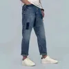 ماركة جينز للرجال العلامة التجارية للأزياء الخريف والشتاء الجينز الجينز الجديد شخصية الموضة ثقب الموضة رقعة فضفاضة سراويل مستقيمة براعة 7qlr