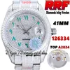 RRF Latest cf126334 A2824 Automatic Mens Watch tw126300 bf126333 Diamonds Green Arabic Dial 904L Steel Iced Out Diamond Bracelet Super Edition eternity Watches
