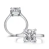 Classic 100 925 Sterling Silver Square criou anéis de diamante de diamantes de noivado de casamento Jóias de luxo de luxo 2207281489771