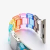 Resin Transparent Rainbow Strap Apple Watch Band 45mm 41mm 42mm Series 7/6/5/4/3/2/1/SE Women Men with Stainless Steel Buckle iWatch Replacement Wristband Bracelet