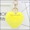 Key Rings Cute Keychain Llaveros Mujer Fake Rabbit Fur Heart Pompom Women Girl Bag Cars Simple Fluffy Keyring Jewelry Gi Dhseller2010 Dh2Vi