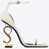 Designer Sandalen Opyum Stiletto Heels Sandalfrauen Open Toe High Heels Metall Buchstaben Kleid Schuhe Leder Heel Schuh Klassiker Mode