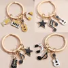 DHL500pcs Bag Parts Women Metal Gitar Note Keychain