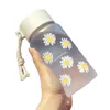 500ml Small Daisy Transparent Plastic Water Bottles BPA Free Creative Frosted Bottle With Portable Rope Travel Tea Cup 220714