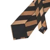 Bow Binds Hi-Tie Business Brown gestreifte Krawatte für Männer Schwarz Seiden-Männer Clip Geschenk Luxus Krawatte Hanky ​​Manschettenknöpfe Set formelle Kleiderbogen Bowbogen