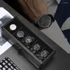 Horlogedozen Cases Mannen Box Case Aluminium Kist Display Luxe Metalen Horloges Organizer Kast 5 Zits Zwart Mat Opslag Man Deli22