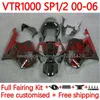 Bodywork Kit för Honda VTR1000 RC51 SP1 SP2 RTV1000 2000-2006 BODS 110NO.15 VTR-1000 00 01 02 03 04 05 06 VTR 1000 2000 2001 2002 2002 2003 2004 2005 2006 Fairing Red Flames