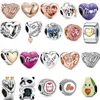 New S925 Sterling Silver Charms Logo Love Heart Beads Original Fit Pandora Bracelet Pingente Luxo Panda Fashion Diy Ladies Mom Jóia Presente