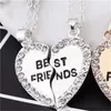 Best Friends Two Halves Heart Pendant Necklaces Gold/Silver Fashion Symbol of Friendship Gifts for Friend Party Decoration RRB15049